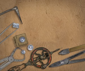 vintage jeweler tools and diamonds